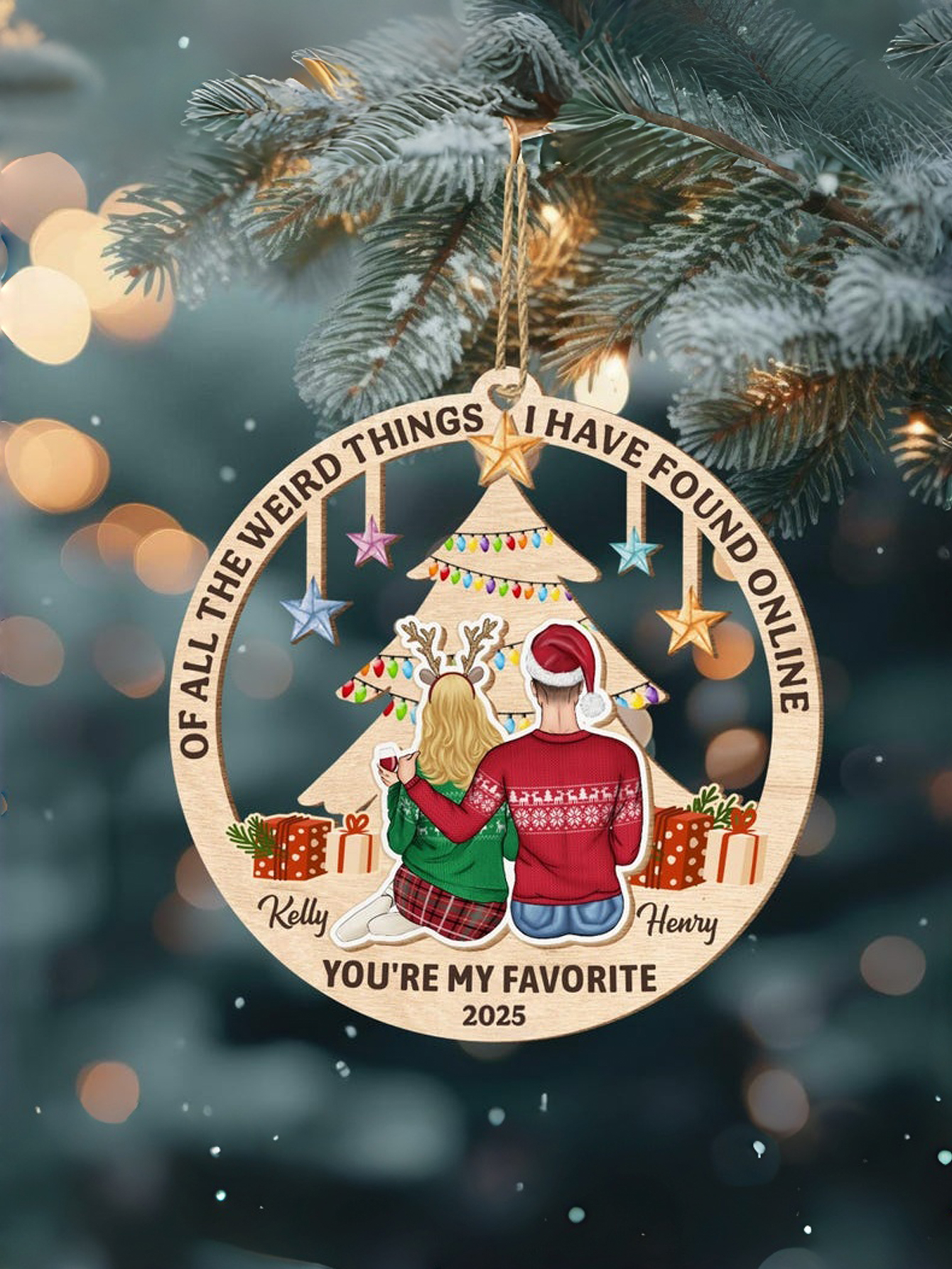 Acrylic Couple Christmas Ornaments